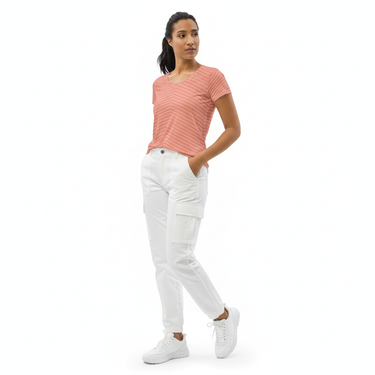 Stripes-on Athletic Tee with Cargo Pants
