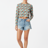 Styled with denim shorts - Casual summer look