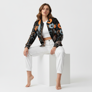 Styled with white cargo pants - Sitting on cube