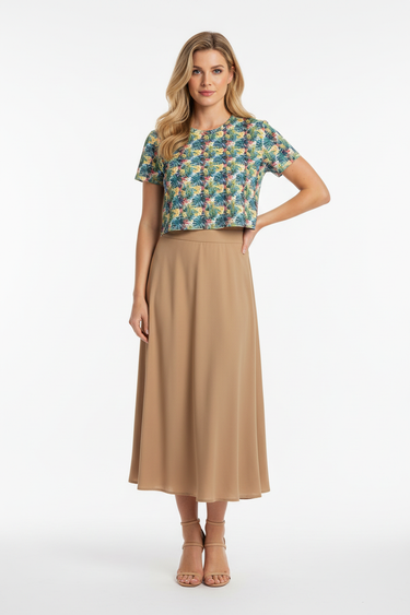 Tan Midi Skirt