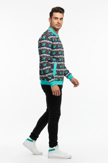 Turquoise bomber side profile view