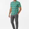 Vibrant print polo with charcoal joggers