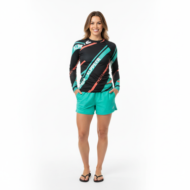 Wave Rider rash guard with mint sports shorts