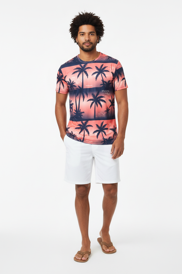White boardshorts look 2 - With flip flops