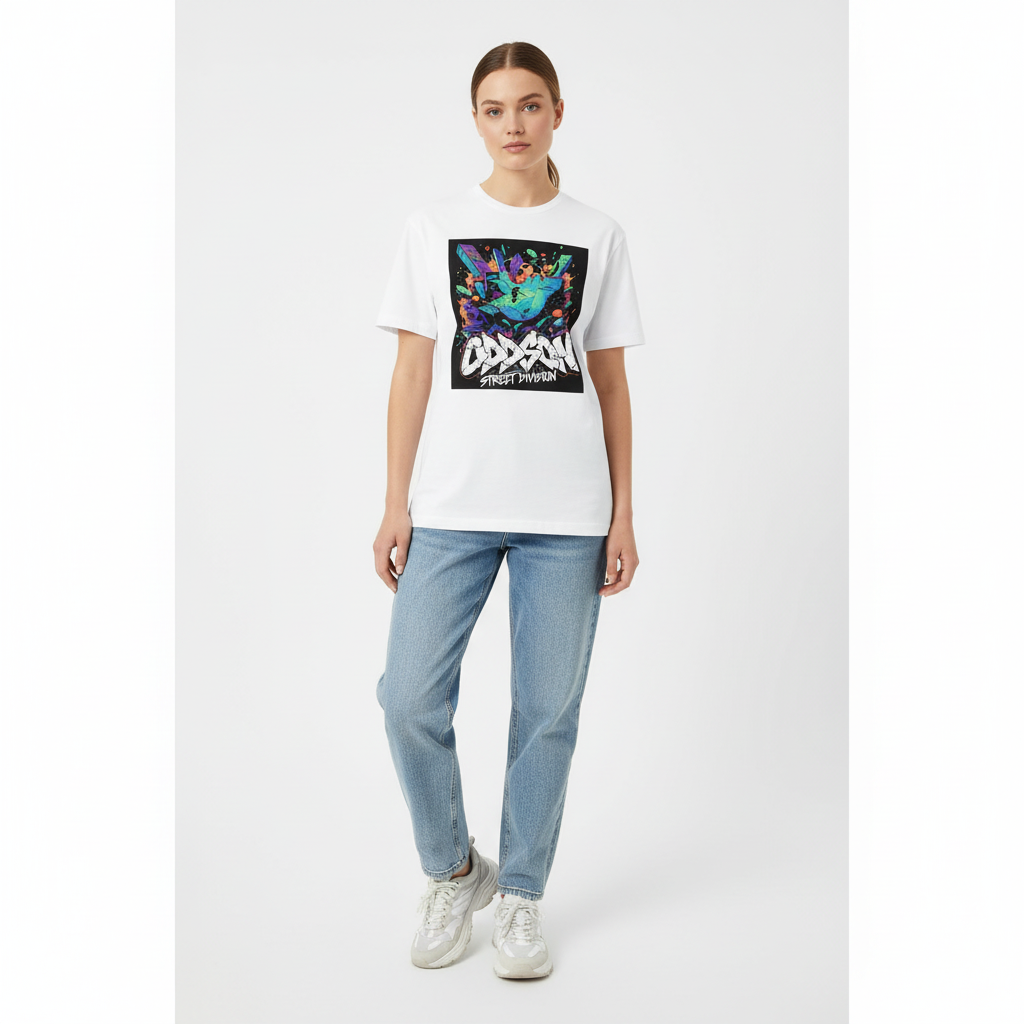 White female denim casual look