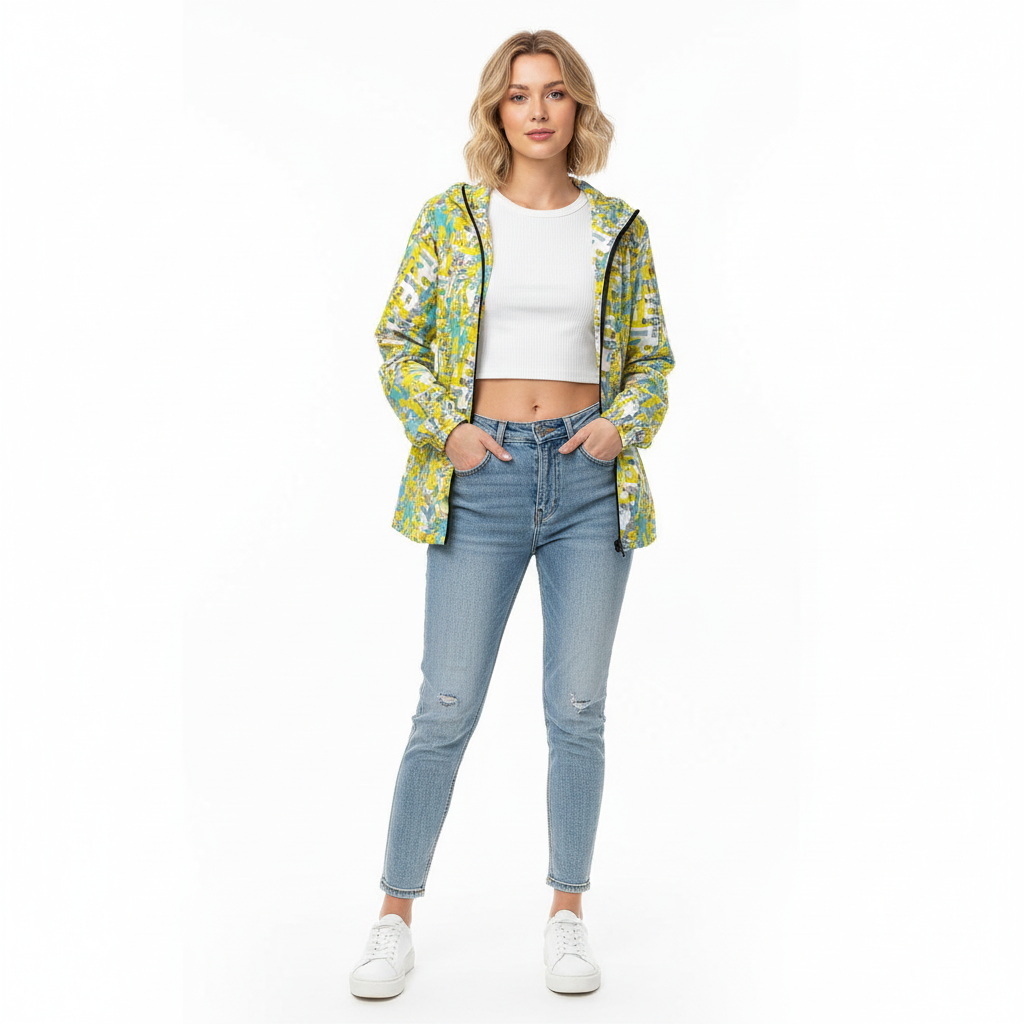 White female model streetwear look
