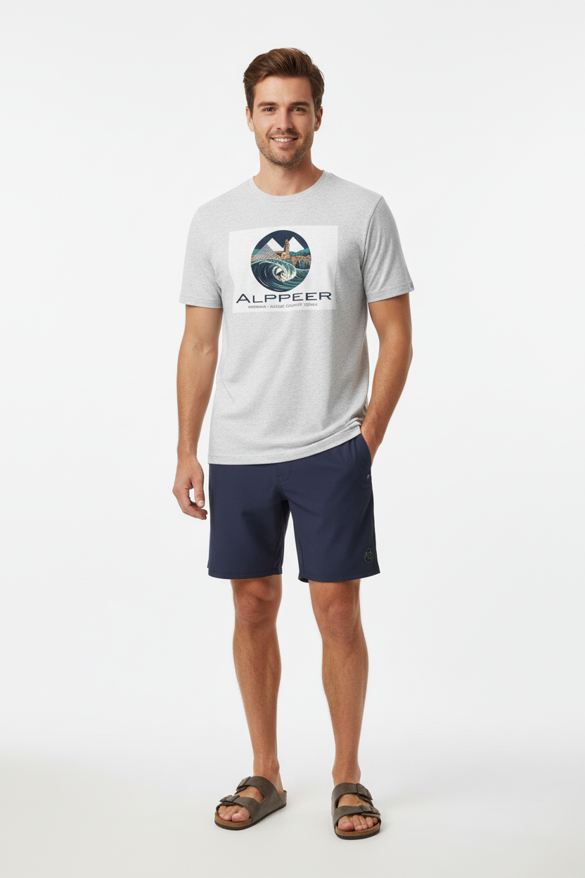 White Fleck Navy Boardshorts