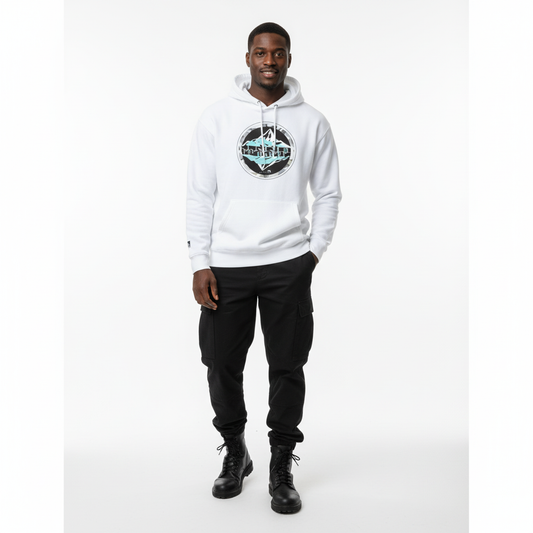 White hoodie - Black male model