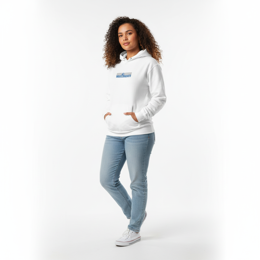 White hoodie - three-quarter view