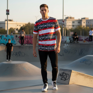 White male model - skatepark front