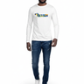 White model in white crew walking