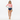 White model with navy bikini bottoms