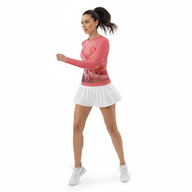 White model with white tennis skirt