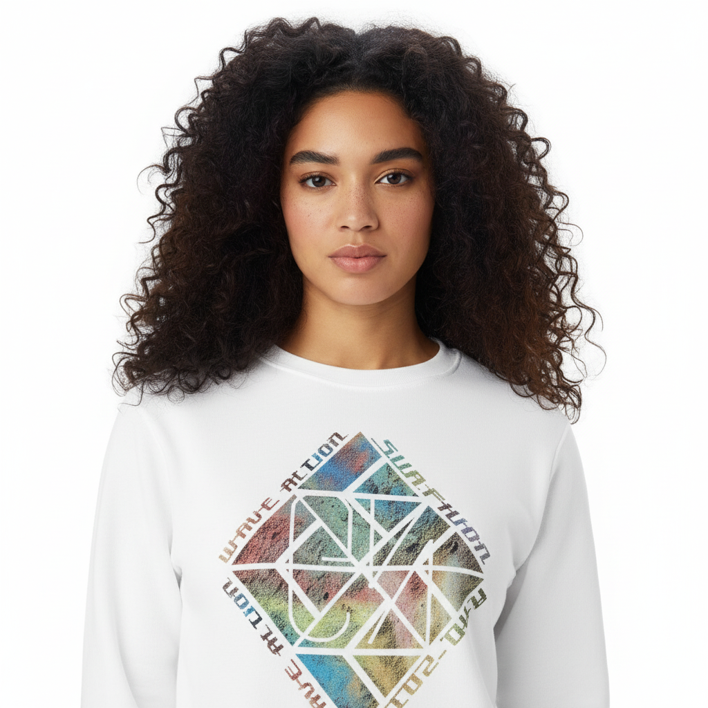 White sweatshirt detail