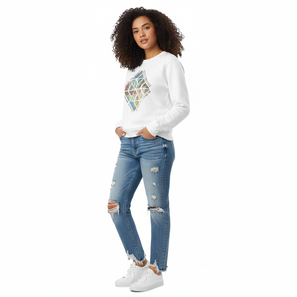 White sweatshirt side view