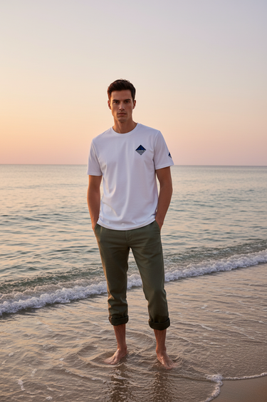 White Tee Olive Linen Shoreline