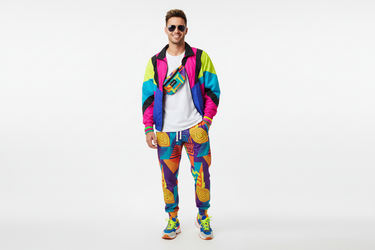 Windbreaker and retro sneakers