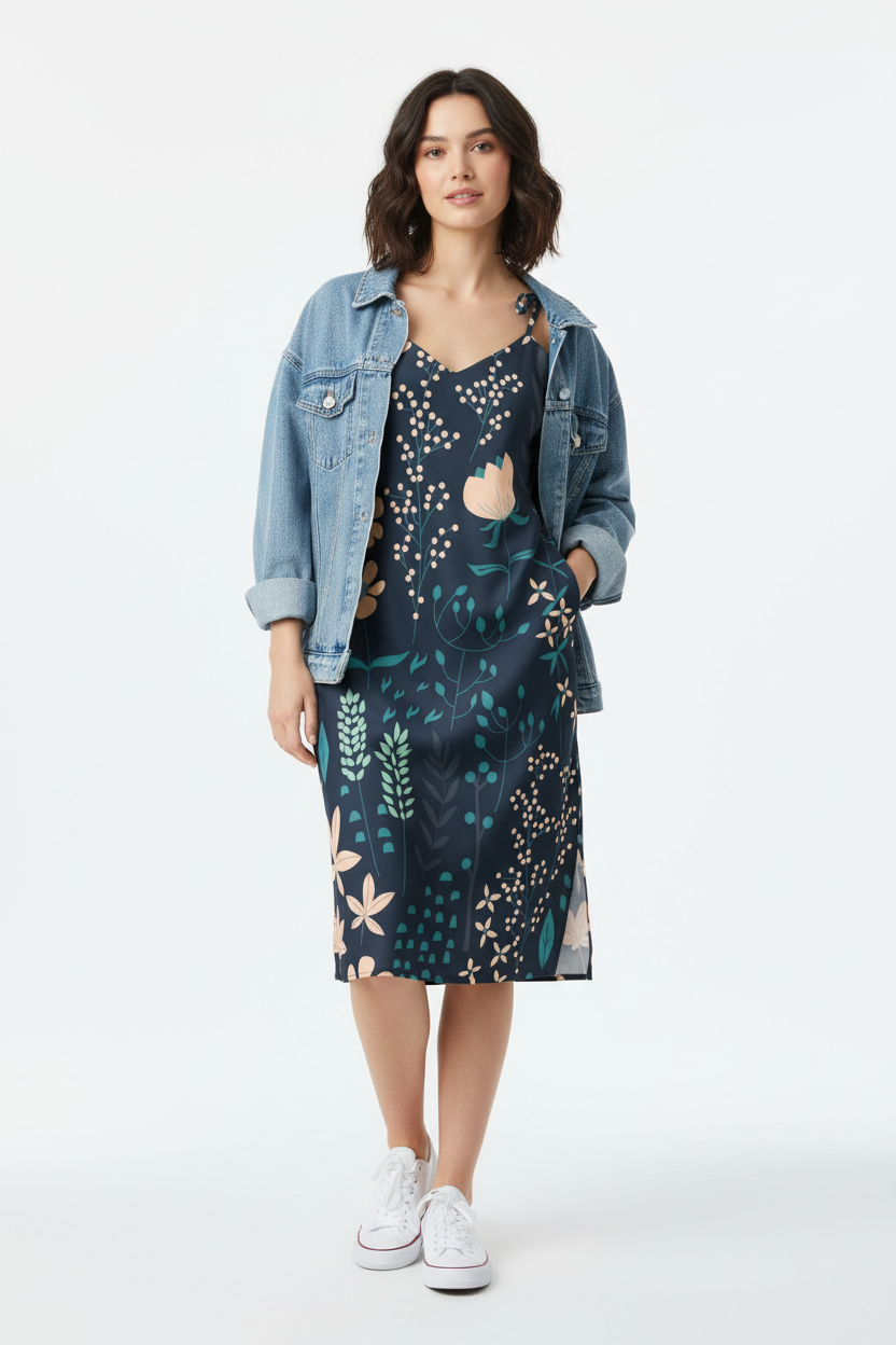 With Denim Jacket and Sneakers