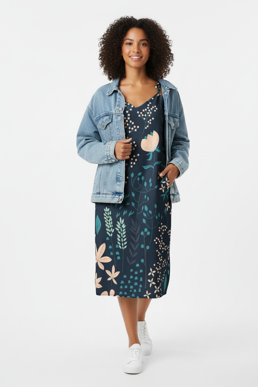 With Denim Jacket and Sneakers