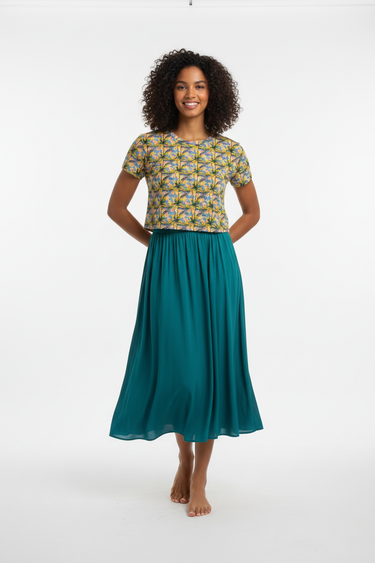 With midi skirt