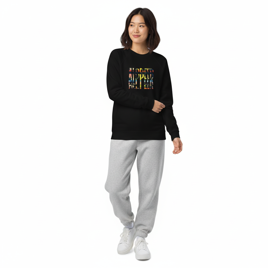 Woman in black sweatshirt with sweatpants