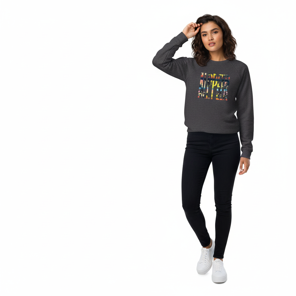 Woman in charcoal sweatshirt with jeans