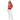 Woman with curly hair in coral watercolor hoodie with white pants