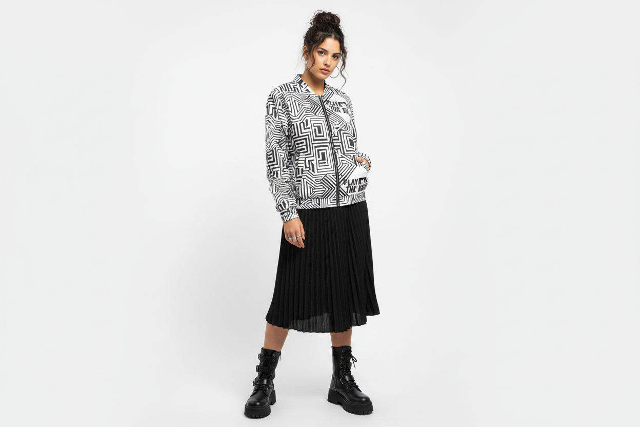 Woman with midi skirt