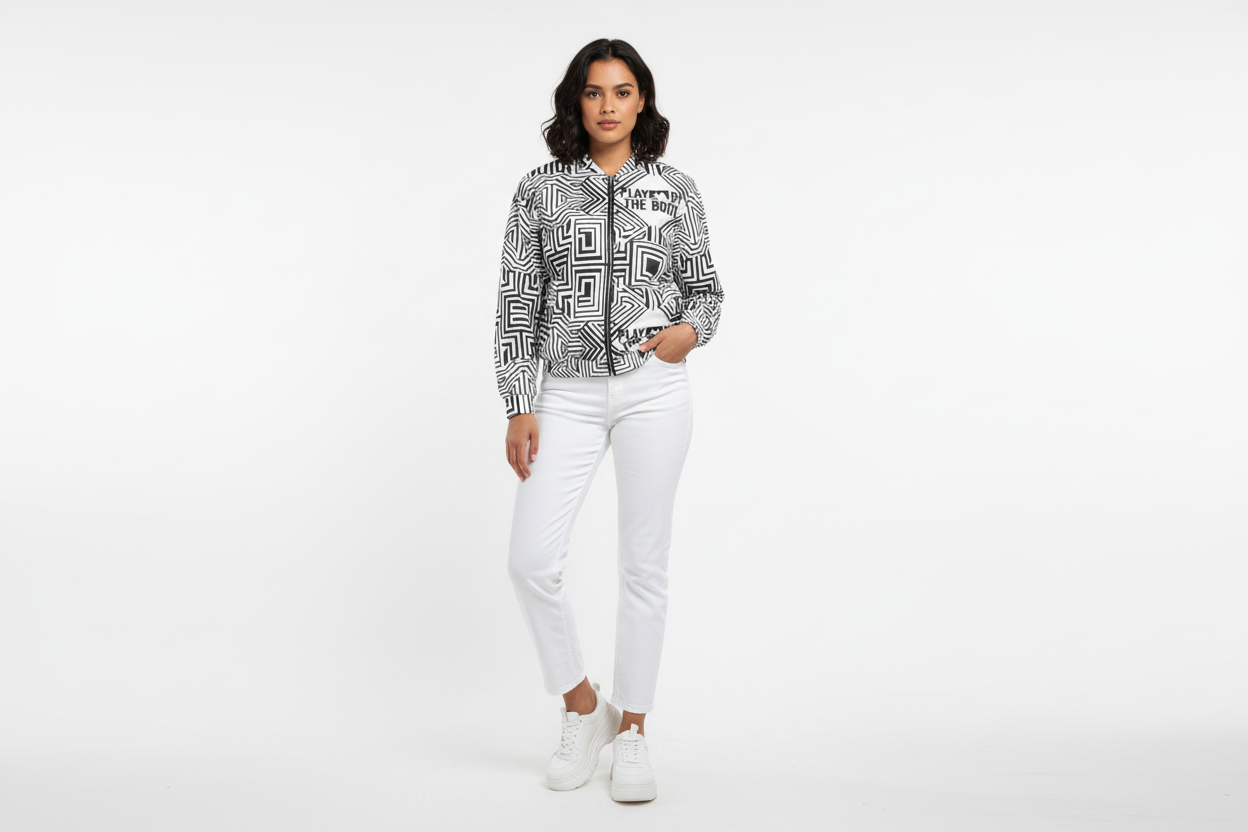 Woman with white jeans
