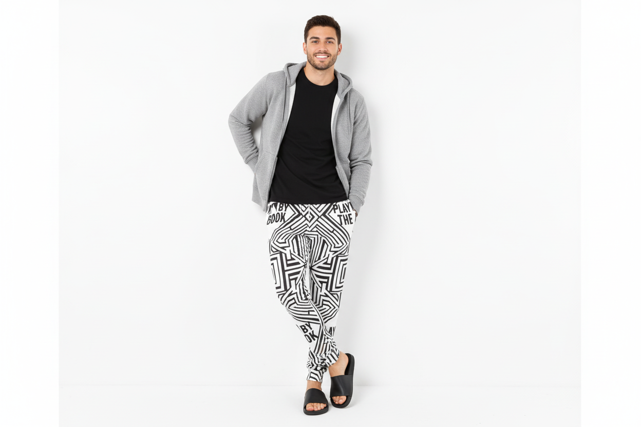 Zip-up hoodie and slides